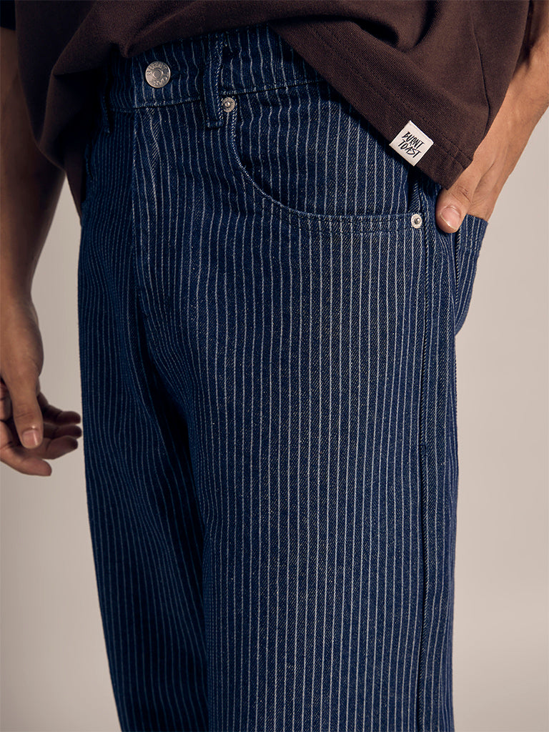Baggy-Fit Striped Jeans