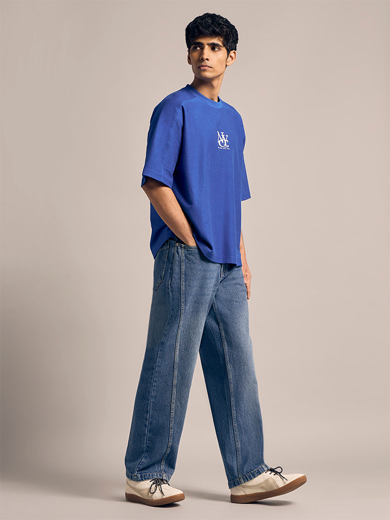 Straight-Fit Faded Jeans
