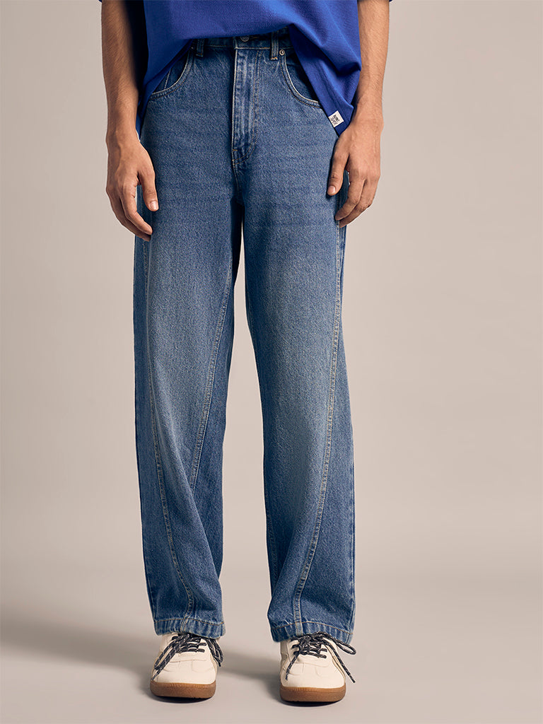 Straight-Fit Faded Jeans