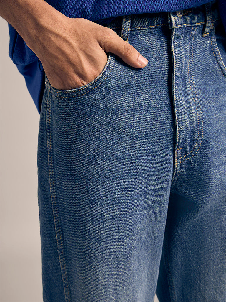 Straight-Fit Faded Jeans
