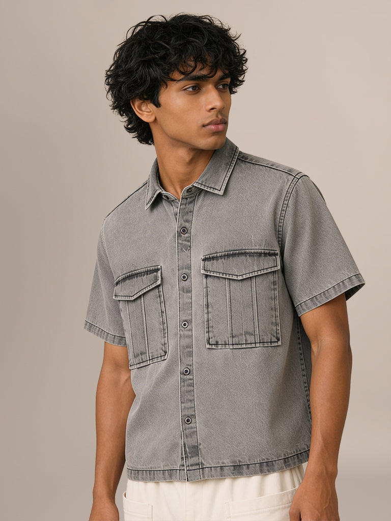 Boxy-Fit Denim Shirt