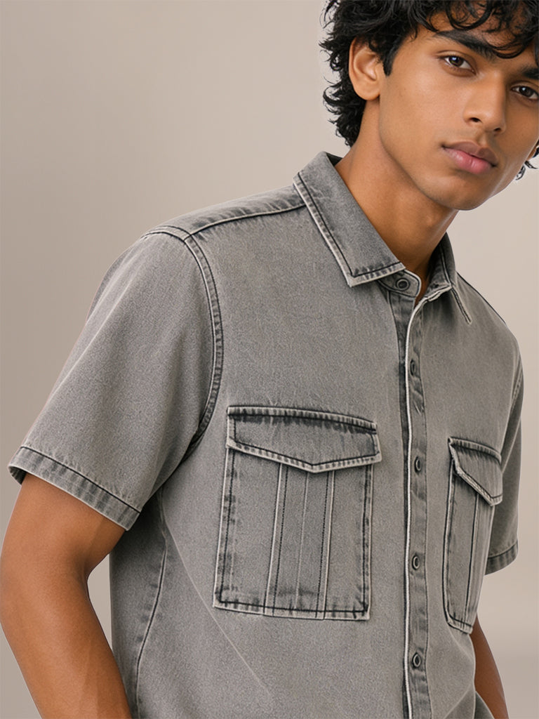 Boxy-Fit Denim Shirt
