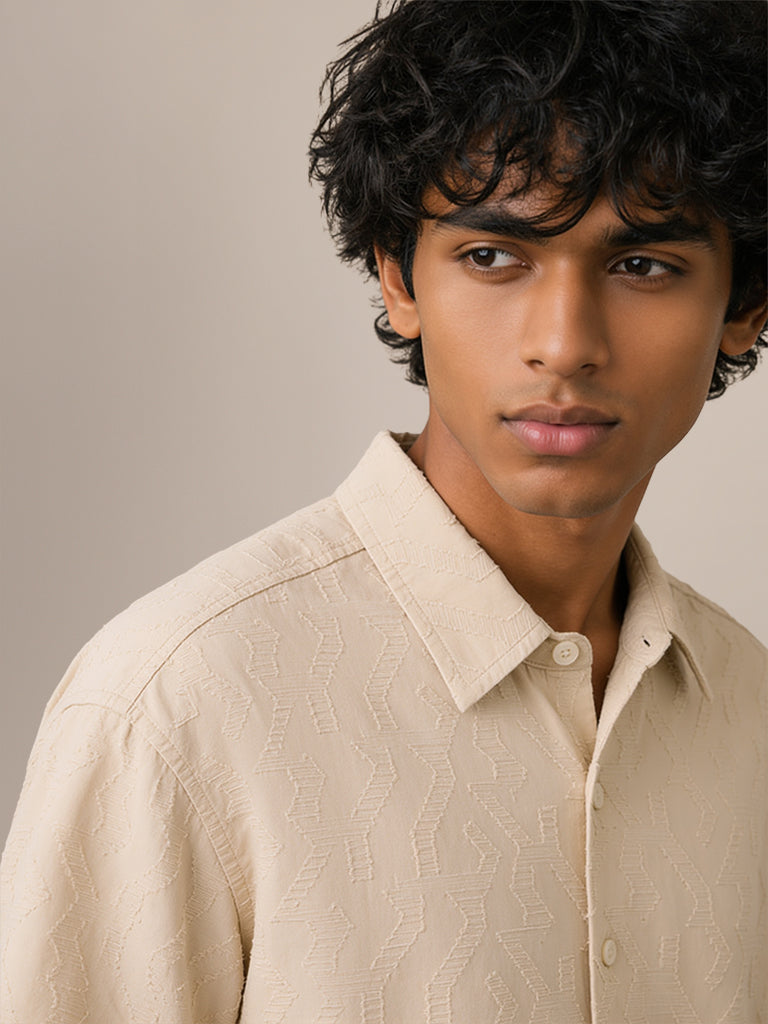 Boxy-Fit Jacquard Shirt