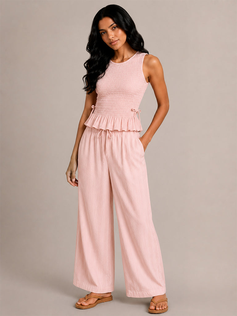 Wide-Leg Striped Pants