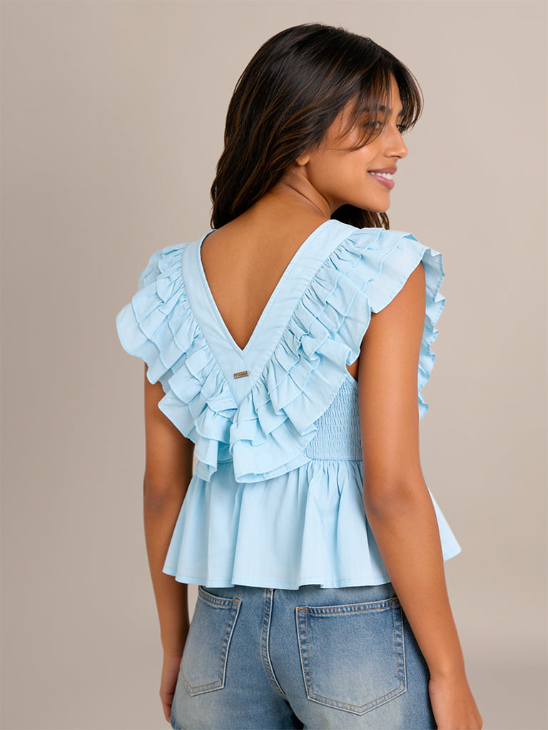Regular-Fit Ruffled Blouse