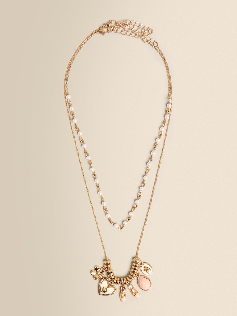 Layered Beaded Charm Necklace