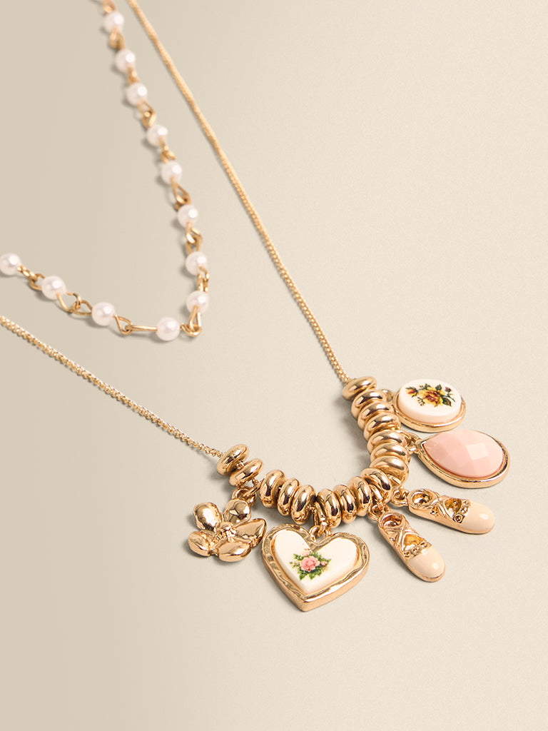 Layered Beaded Charm Necklace