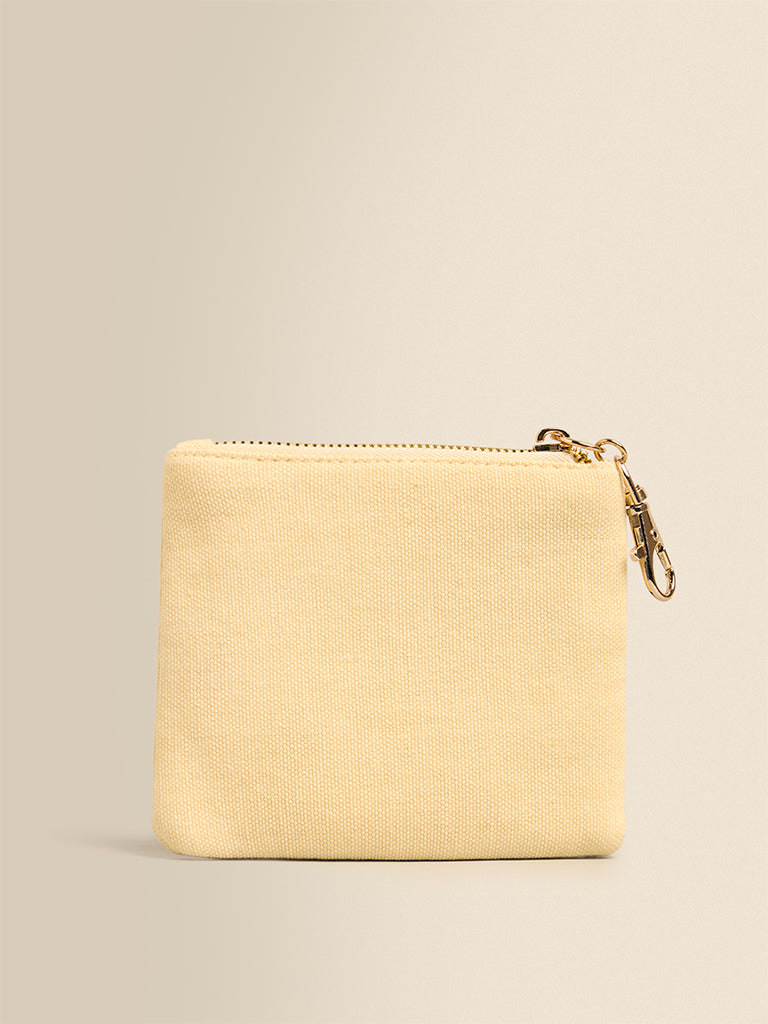 Croissant Embroidered Coin Pouch
