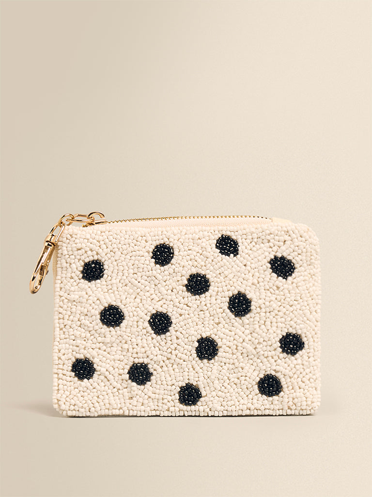 Polka Dot Beaded Coin Pouch