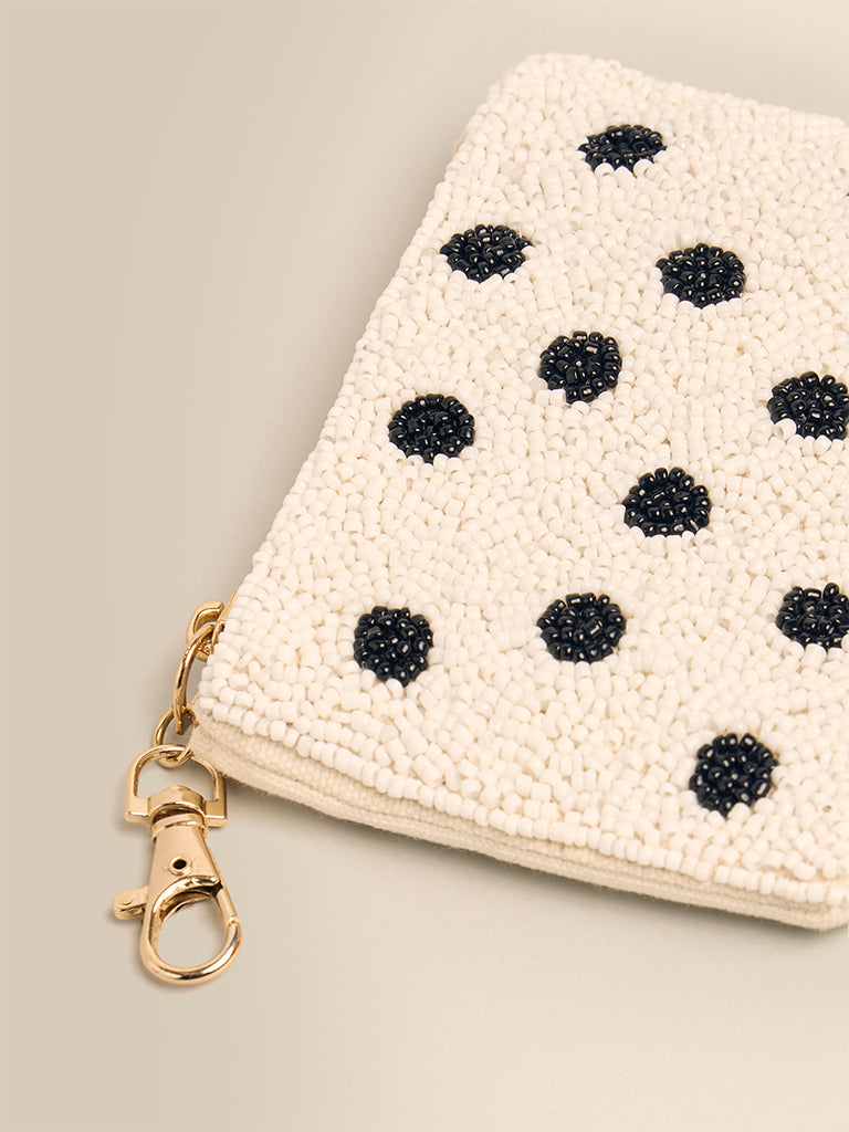 Polka Dot Beaded Coin Pouch