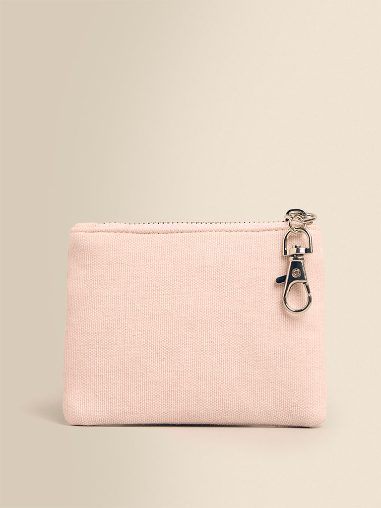 Slogan Embroidered Coin Pouch