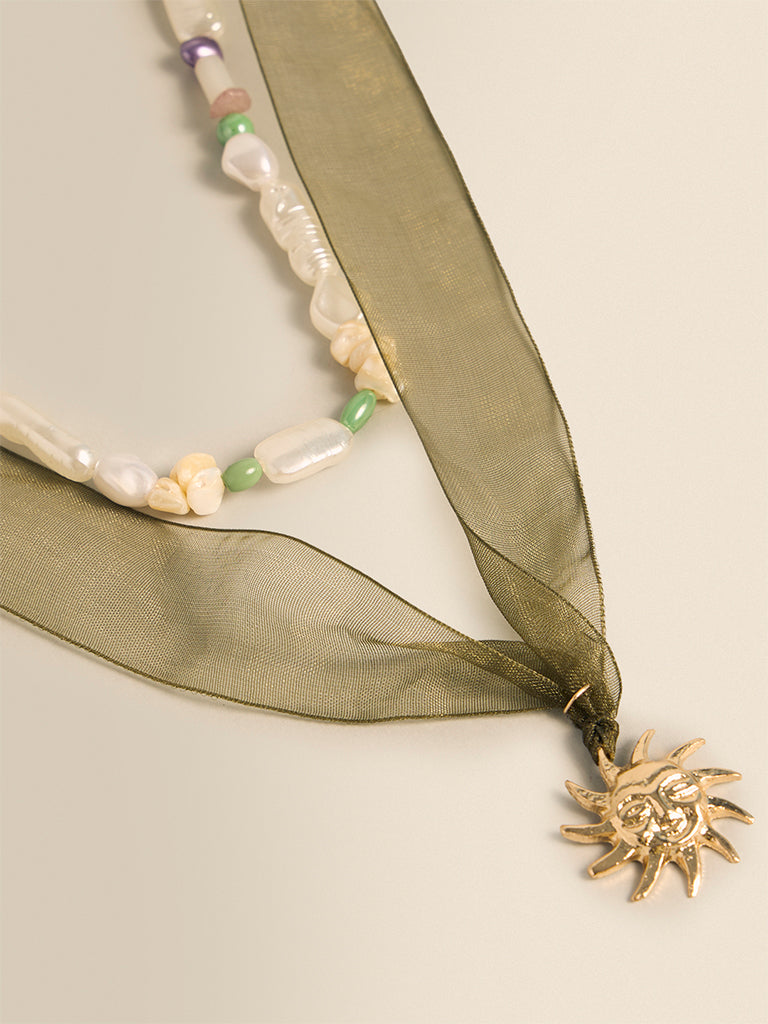 Beaded Ribbon Necklace