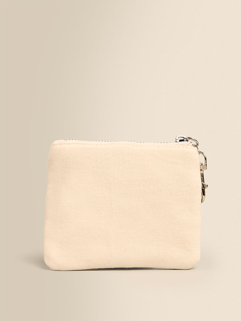 Slogan Embroidered Coin Pouch