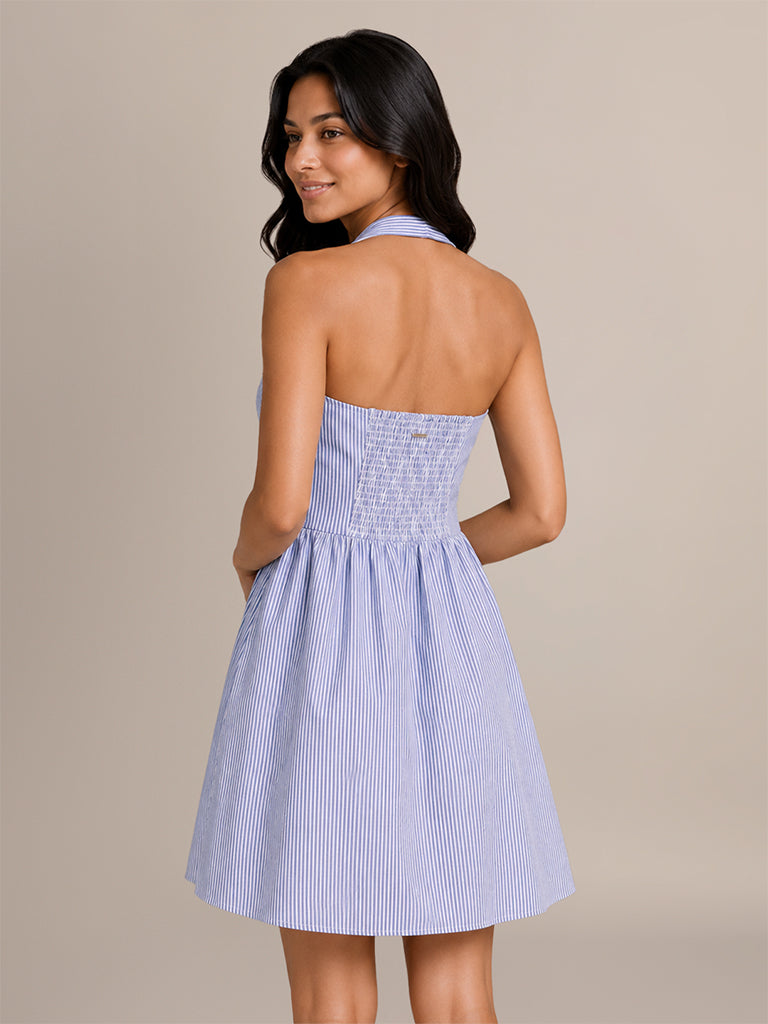 Pinstripe Mini Shirt Dress