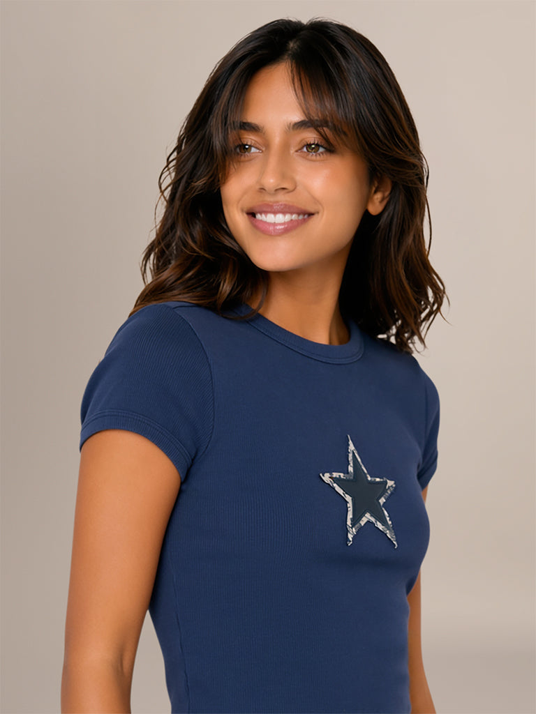 Fitted Ribbed-Textured T-Shirt