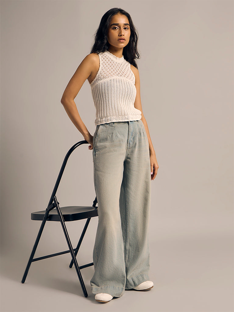 Fitted Crochet-Knit Top