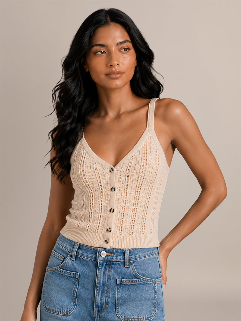 Cable Knit Fitted Top