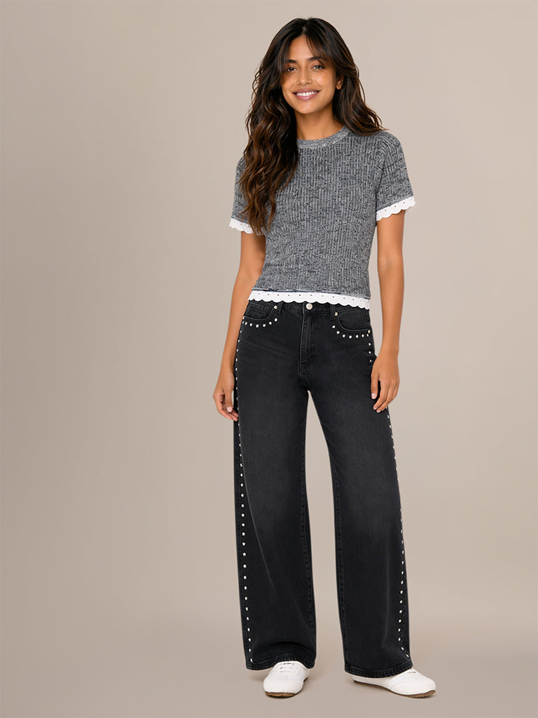Knit-Textured Fitted Top