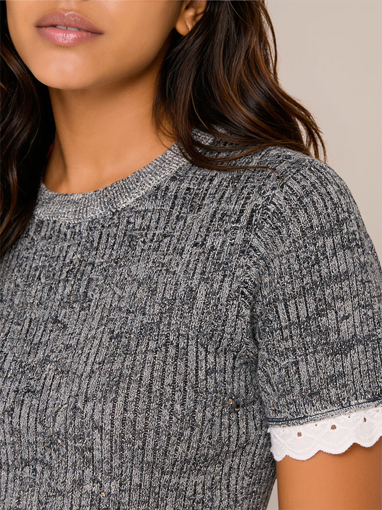Knit-Textured Fitted Top