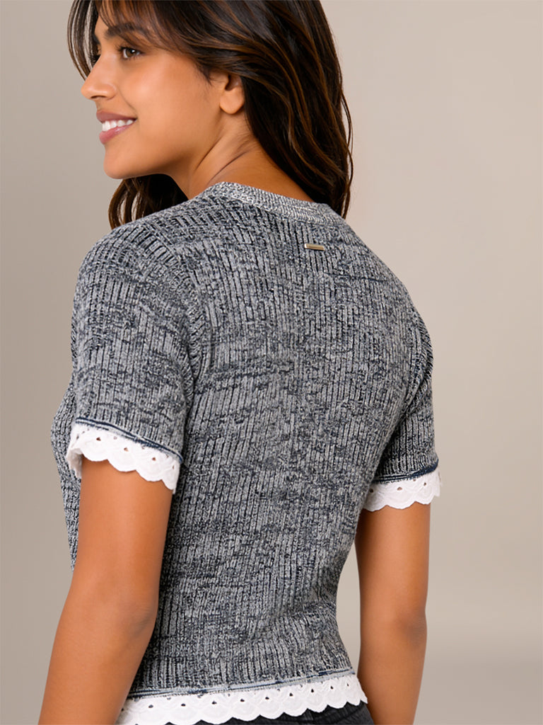 Knit-Textured Fitted Top