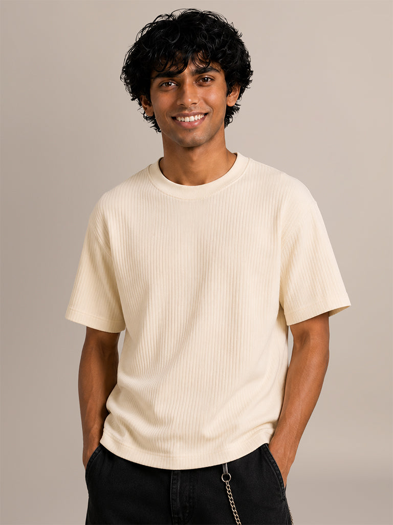 Ribbed-Textured T-Shirt