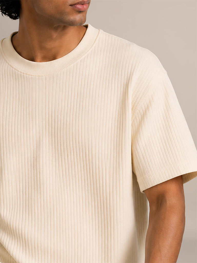 Ribbed-Textured T-Shirt