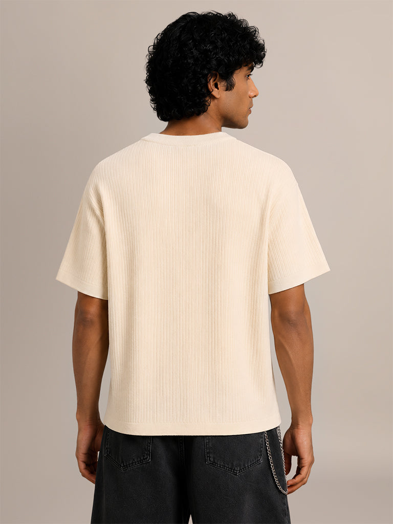 Ribbed-Textured T-Shirt