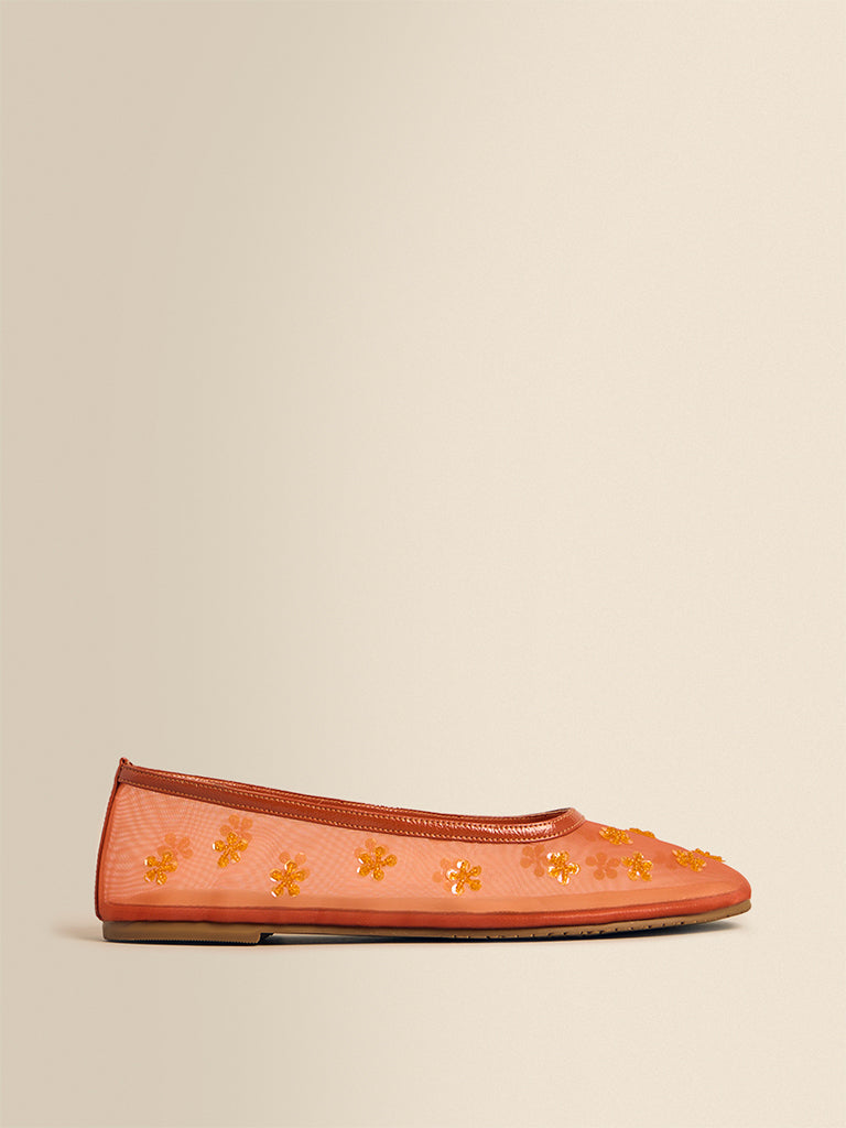 Floral Mesh Ballerinas