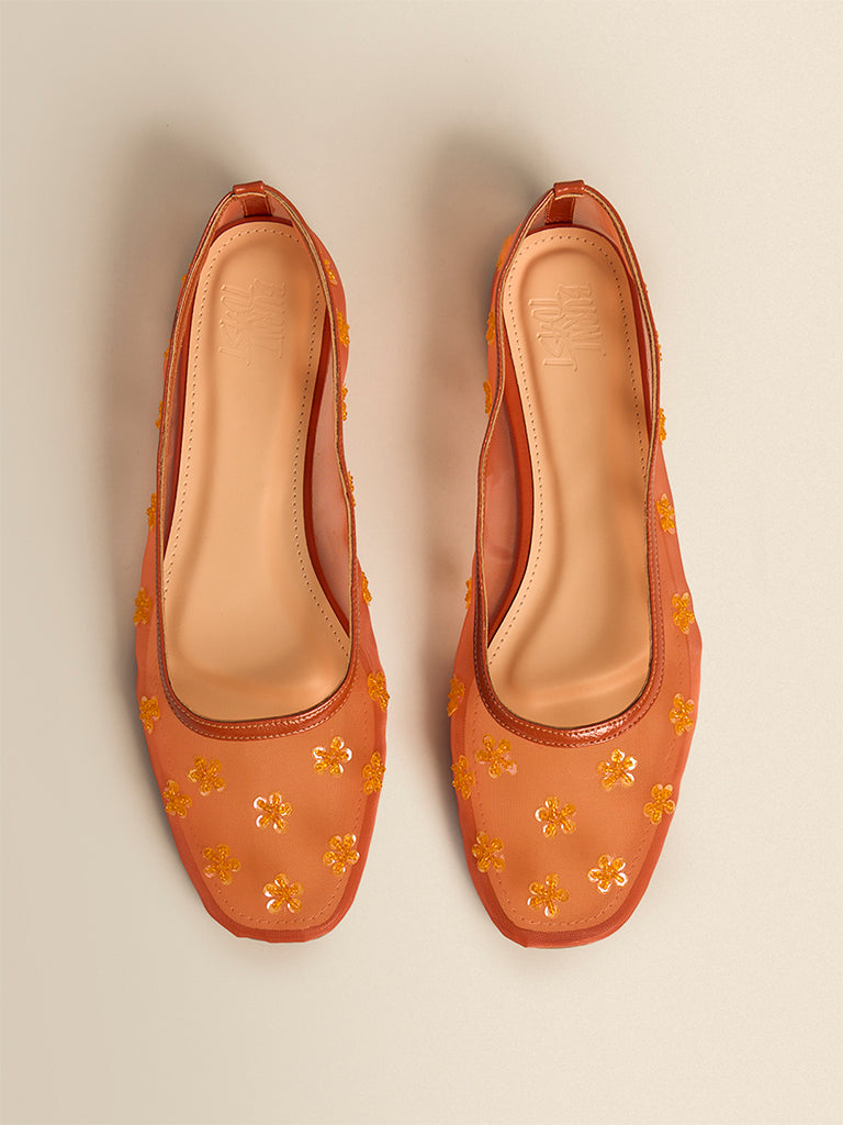 Floral Mesh Ballerinas