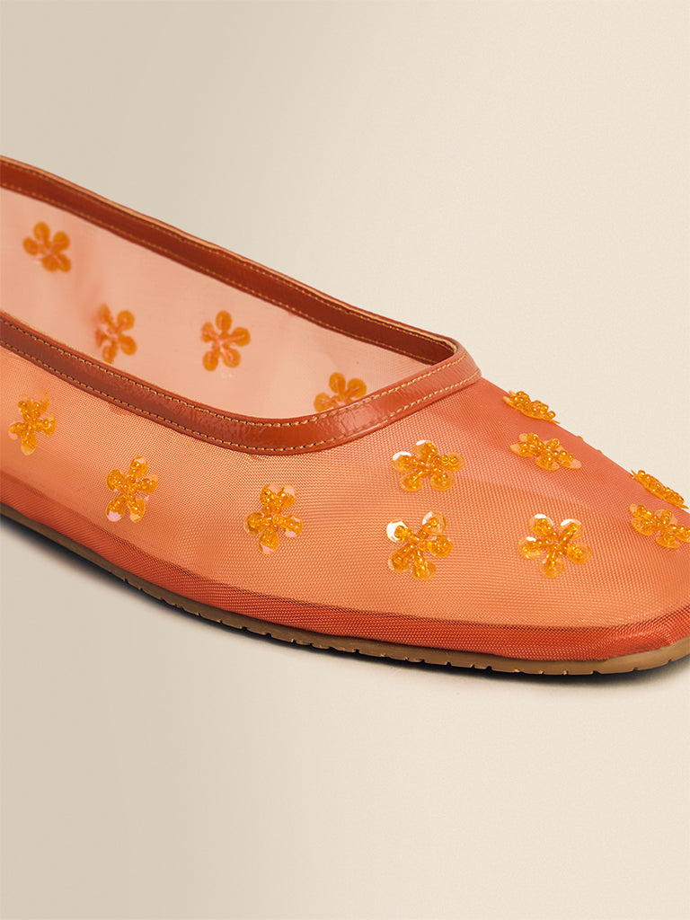 Floral Mesh Ballerinas
