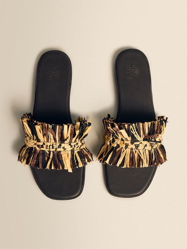 Raffia Fringe Sliders