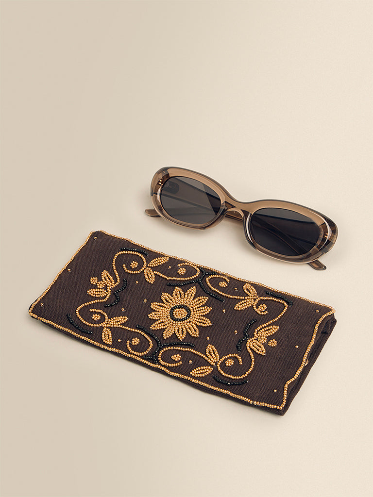Floral Beaded Sunglass Pouch