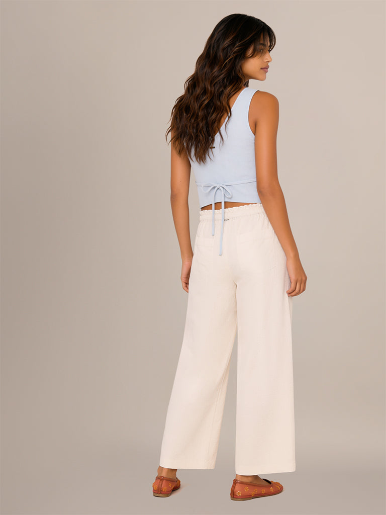 Wide-Leg Textured Trousers