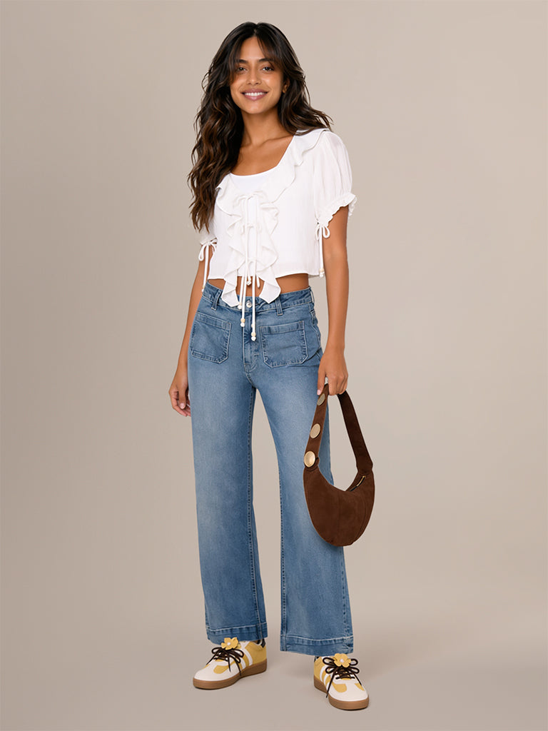 Regular-Fit Ruffled Blouse