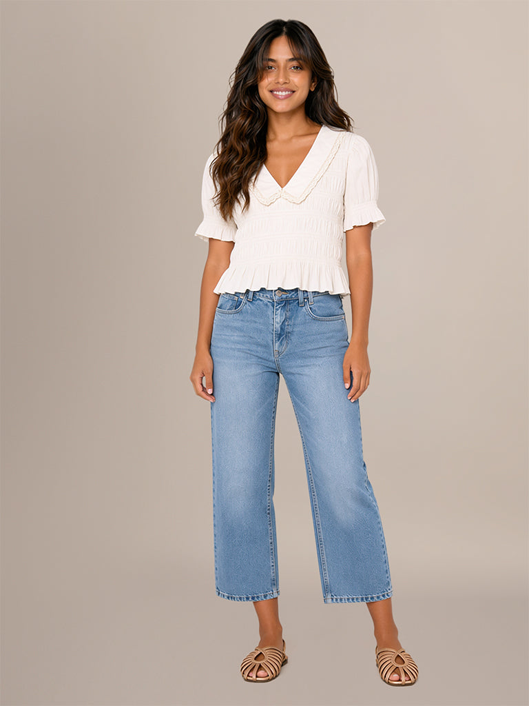 Regular-Fit Smocked Blouse