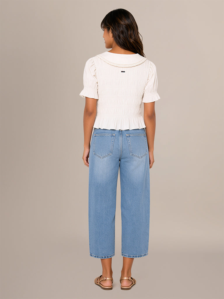 Regular-Fit Smocked Blouse