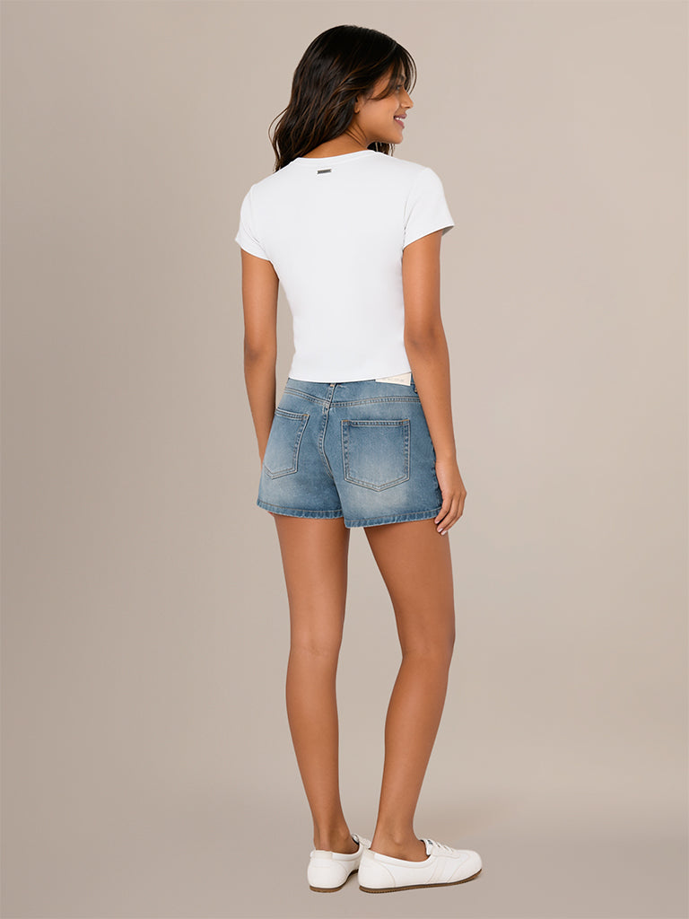 Faded Denim Shorts