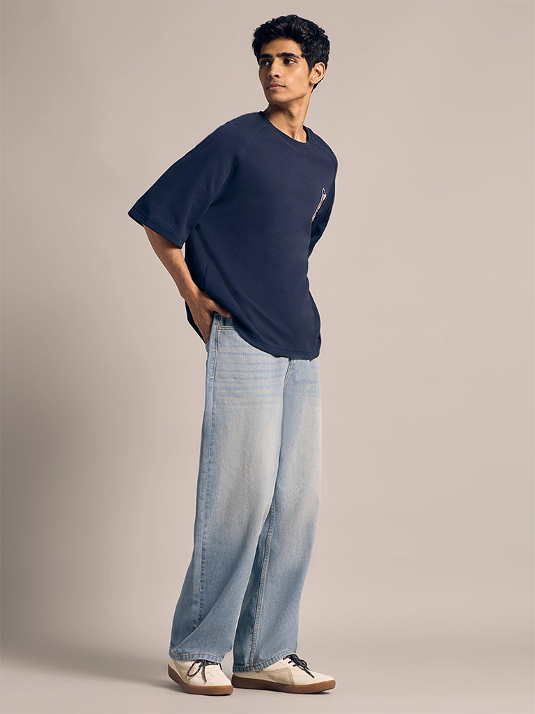 Straight-Fit Faded Jeans
