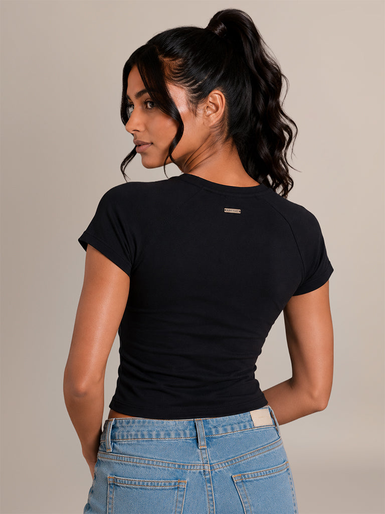 Ruched Solid T-Shirt