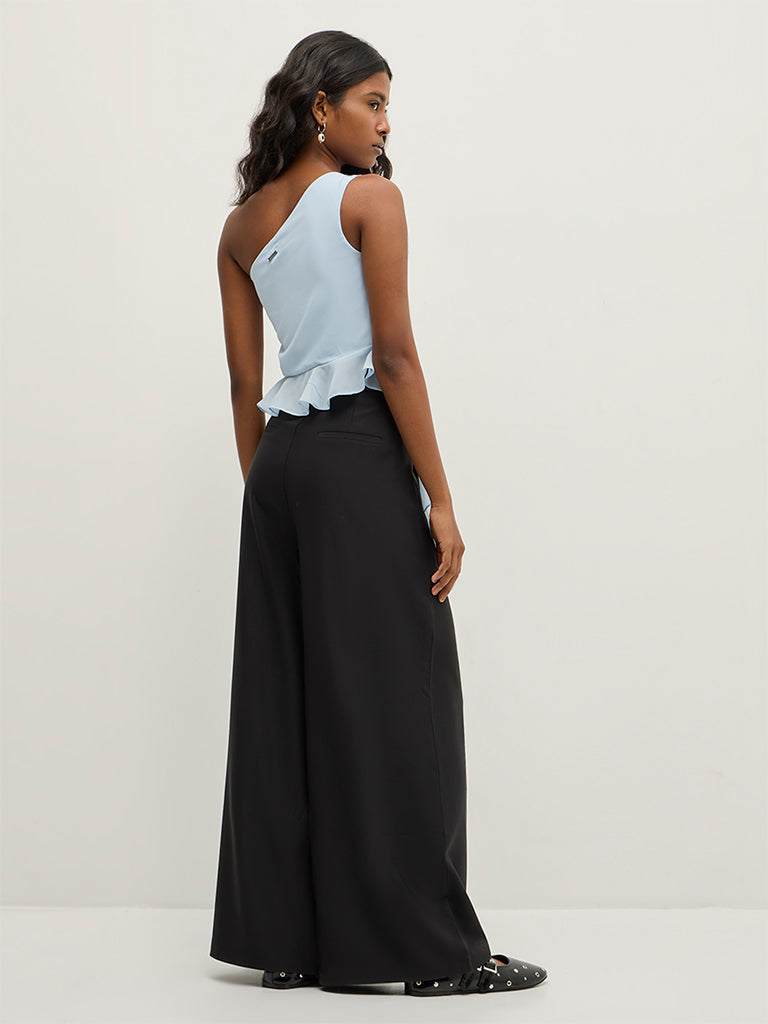Wide-Leg Pleated Trousers