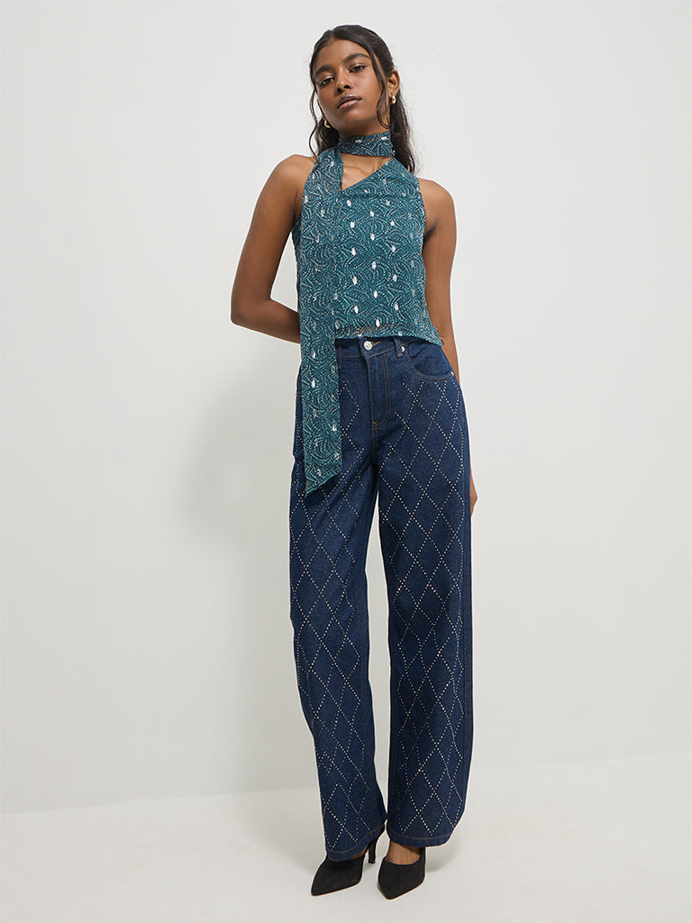 Straight-Fit Embellished Jeans