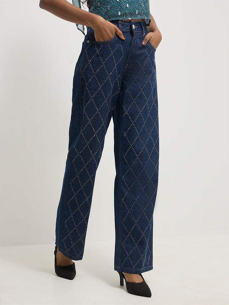 Straight-Fit Embellished Jeans
