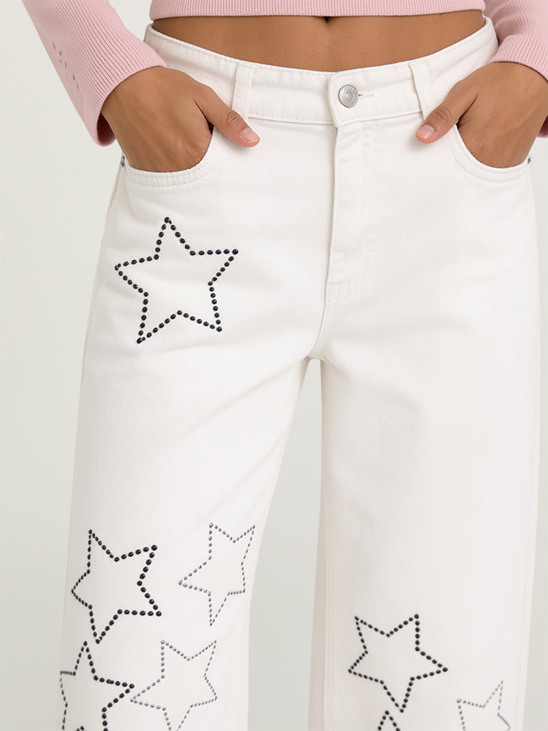 Straight-Fit Embellished Jeans