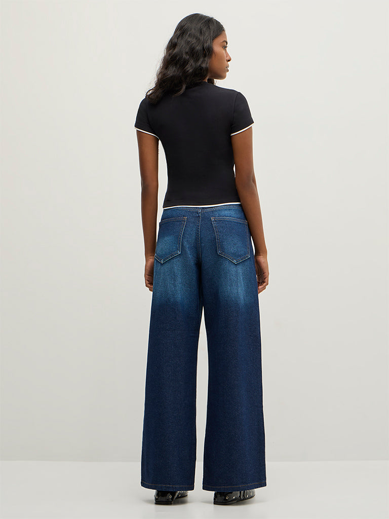 Wide-Leg Slit Jeans