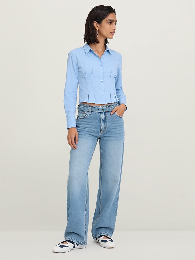 Straight-Leg Faded Jeans with Belt