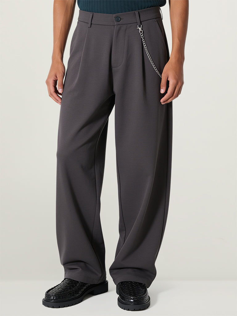 Straight-Fit Trousers with Chain