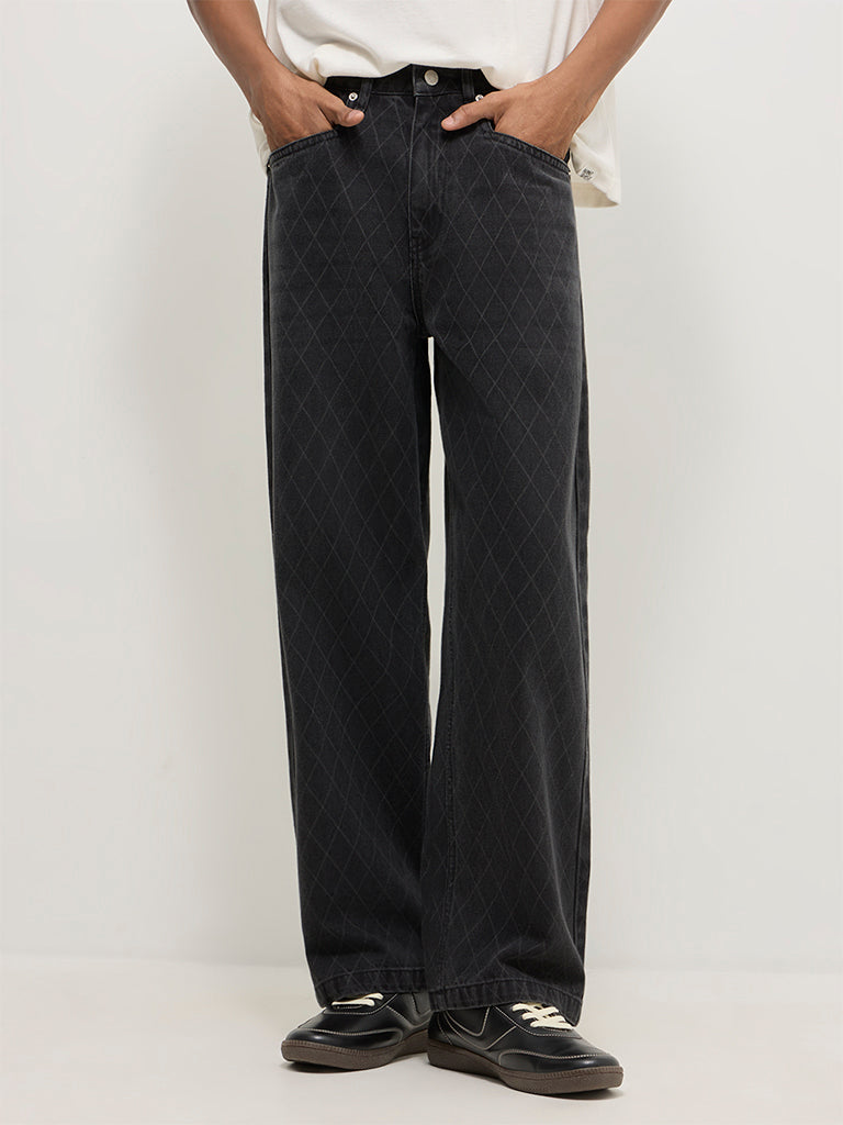 Baggy-Fit Printed Jeans