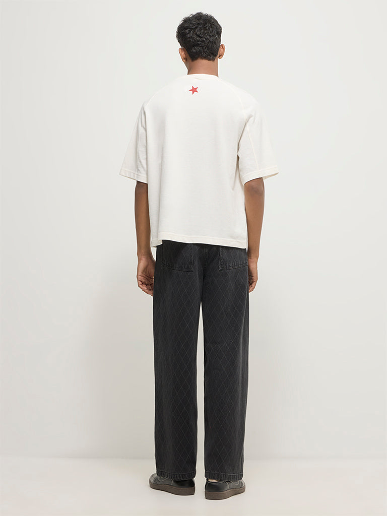 Baggy-Fit Printed Jeans