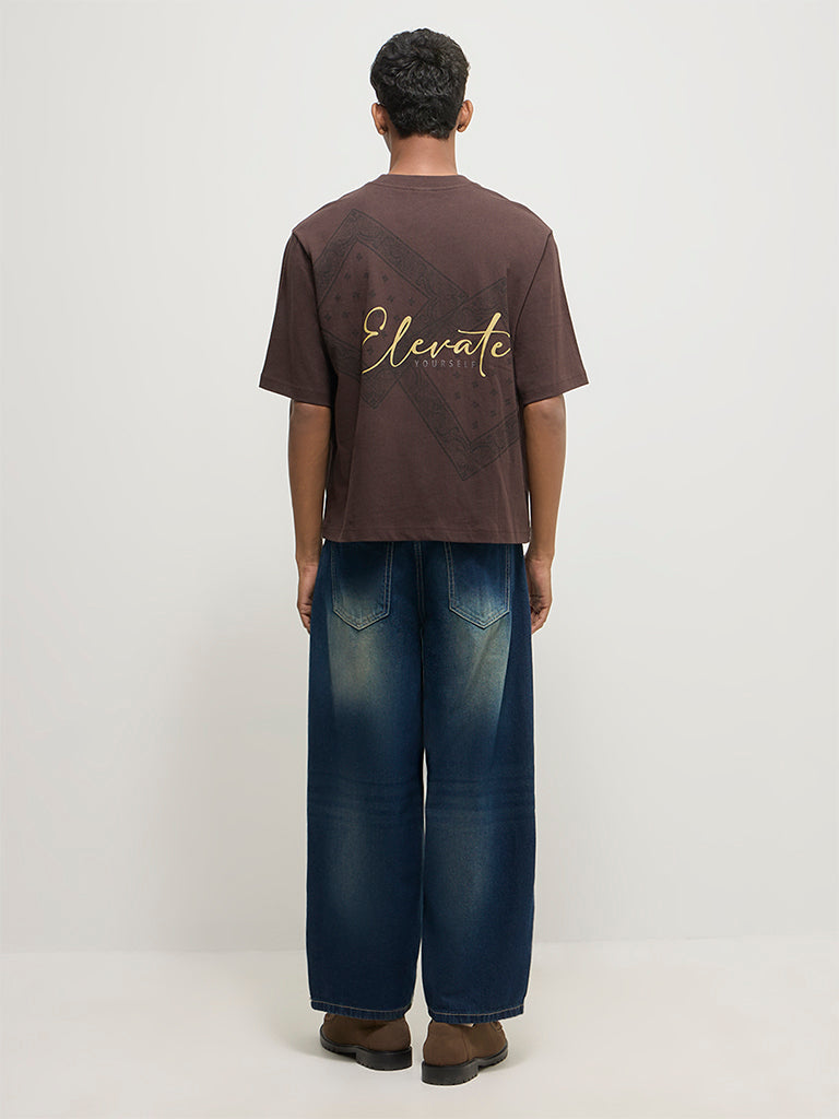Balloon-Fit Faded Jeans