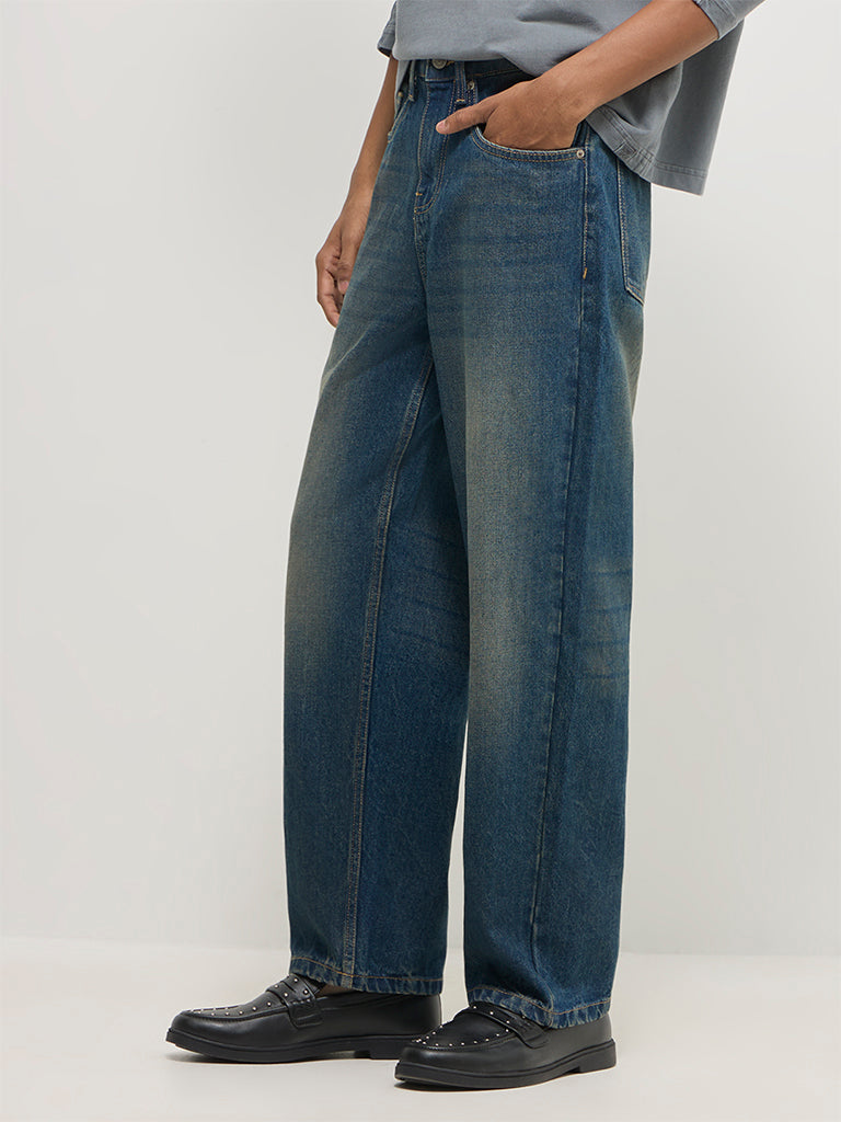 Straight-Fit Faded Jeans